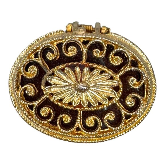 Vintage Max Factor Hypnotique Creme Perfume Compact Gold Tone Art Deco Makeup - Picture 9 of 9